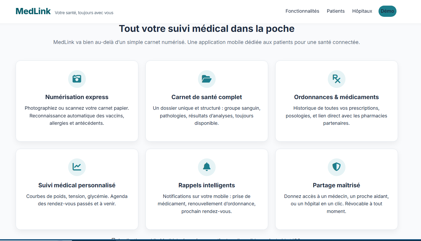 MedLink Beta - Présentation des fonctionnalités médicales