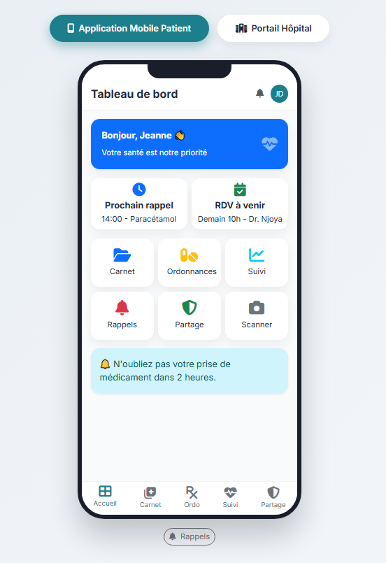 MedLink Beta - Maquette mobile de l'application